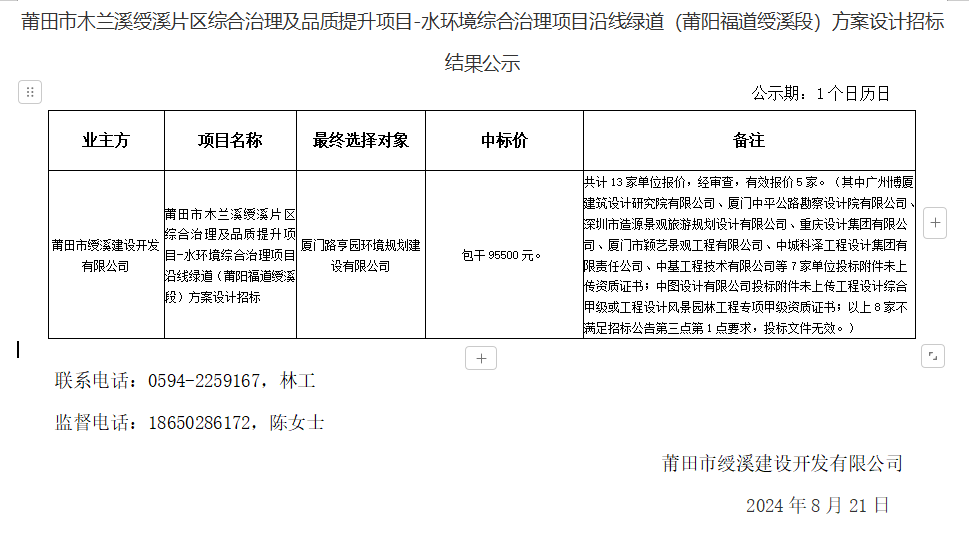 莆田市木蘭溪綬溪片區(qū)綜合治理及品質(zhì)提升項(xiàng)目-水環(huán)境綜合治理項(xiàng)目沿線綠道（莆陽(yáng)福道綬溪段）方案設(shè)計(jì)招標(biāo)結(jié)果公示.png